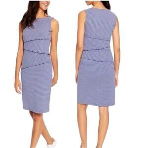 J. McLaughlin Striped Tiered Sheath Dress Sleeveless Blue Womens Size Medium